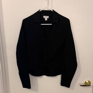 Japna Elegant Black Women's Crop Button Down Shirt